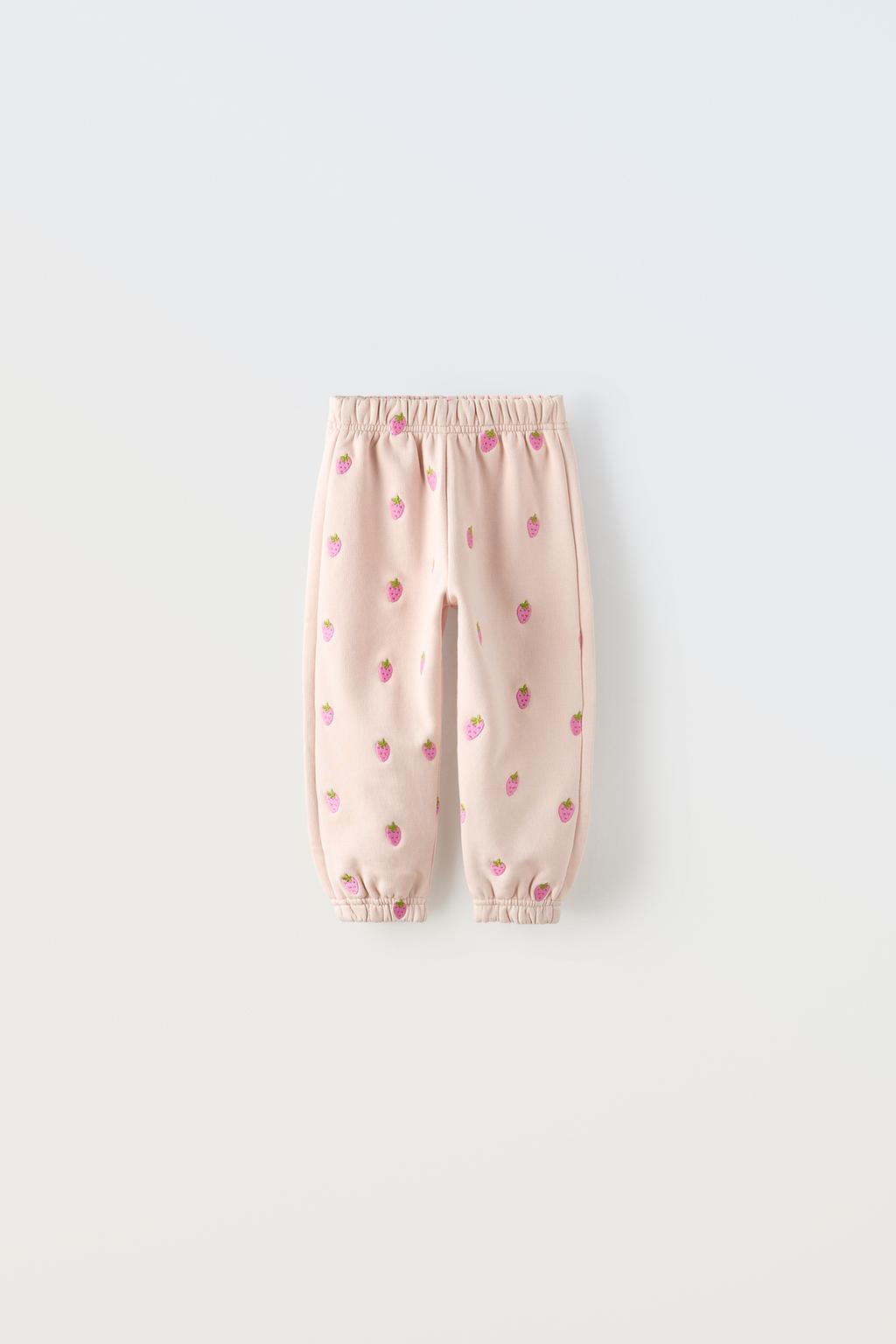 Плюшевые брюки с вышивкой ZARA, светло-розовый плюшевые брюки с карманами zara светло бежевый