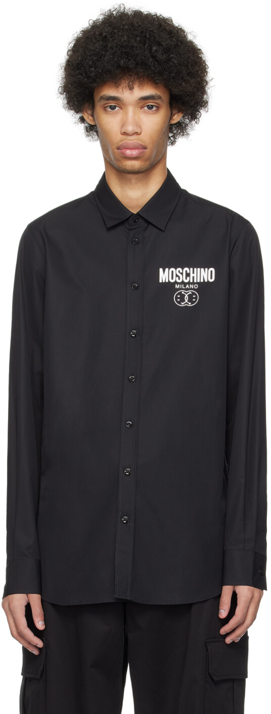 

Черная рубашка с двойным смайликом Moschino