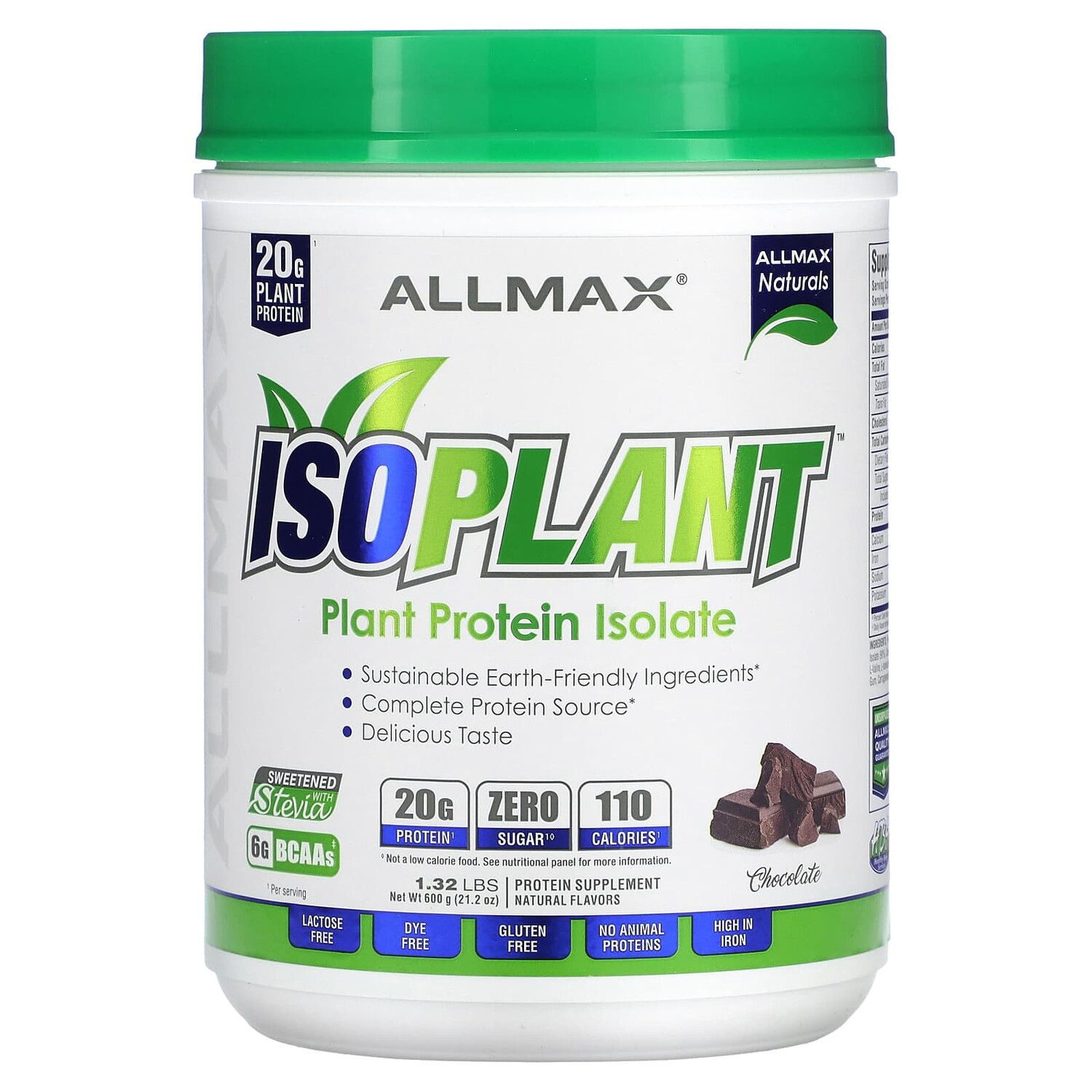 

ISOPLANT, изолят растительного белка, шоколад, 600 г (132 фунта), ALLMAX
