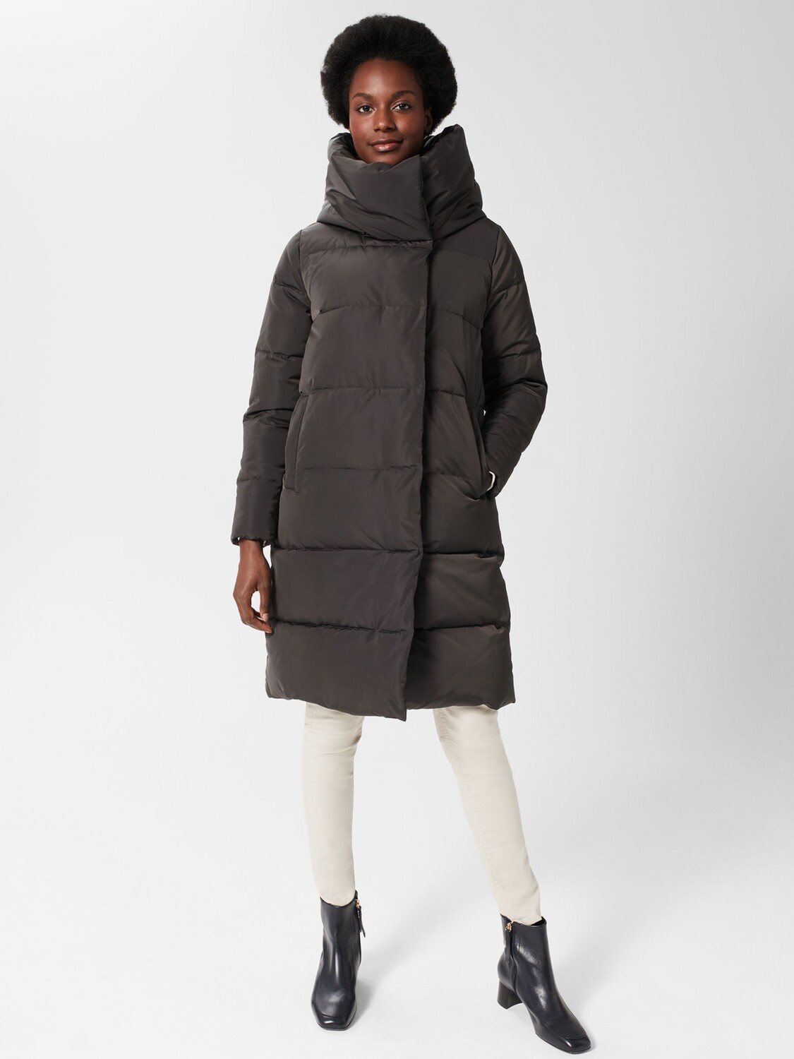 

Длинное пуховик Hobbs Petite Heather, темно-серый