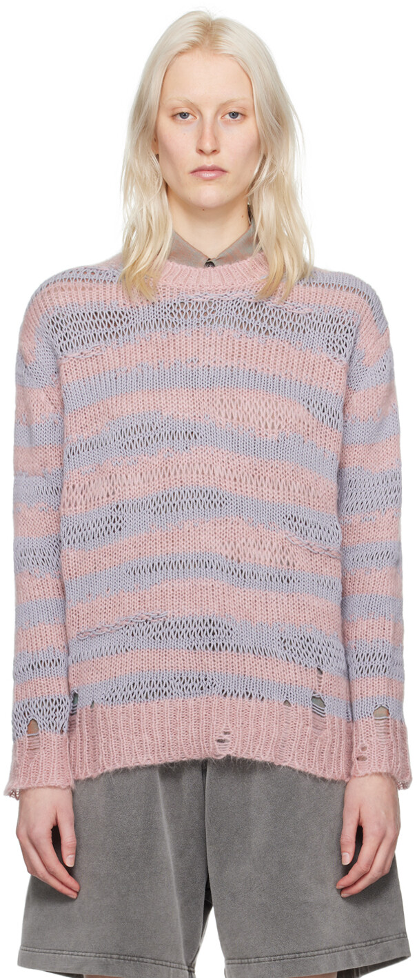 

Розово-фиолетовый рваный свитер Acne Studios