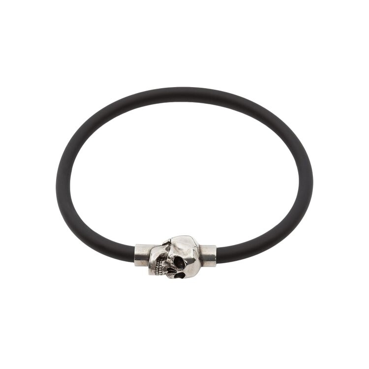 

Браслет Alexander McQueen Rubber Cord Skull Bracelet, черный