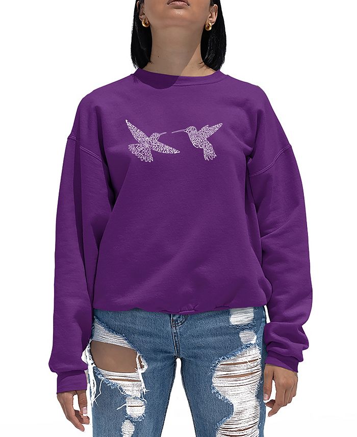 Женский свитшот с круглым вырезом «Колибри» Word Art LA Pop Art, фиолетовый колибри