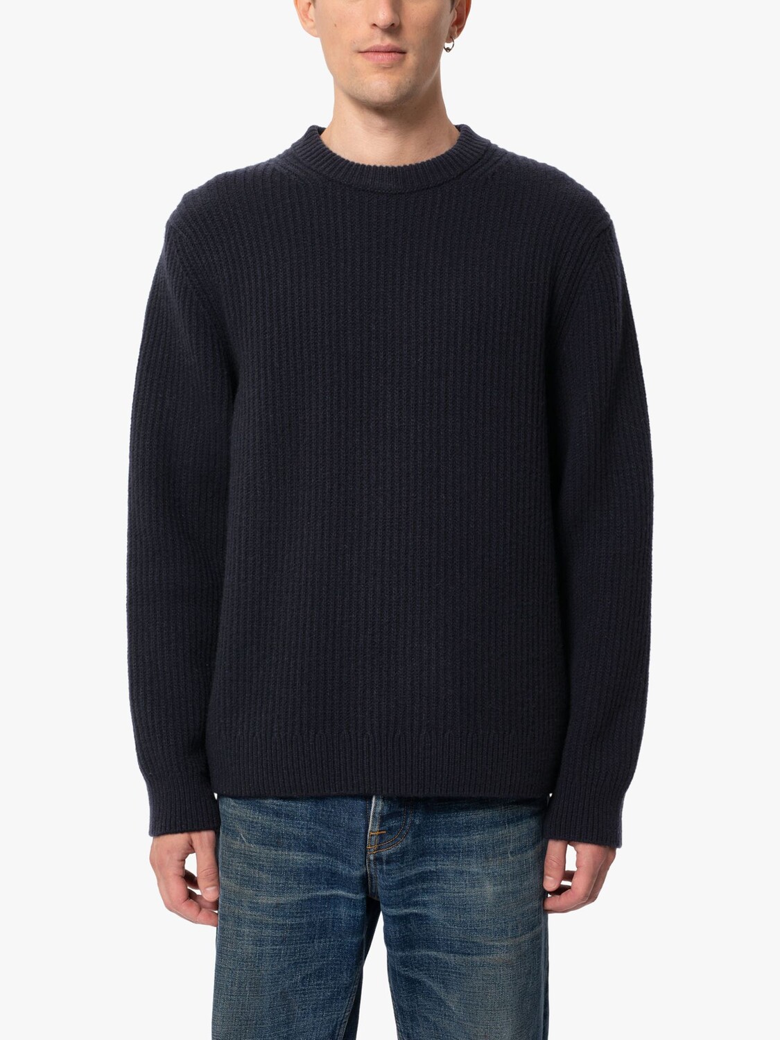 

Джемпер August из органической шерсти с круглым вырезом Nudie Jeans, синий