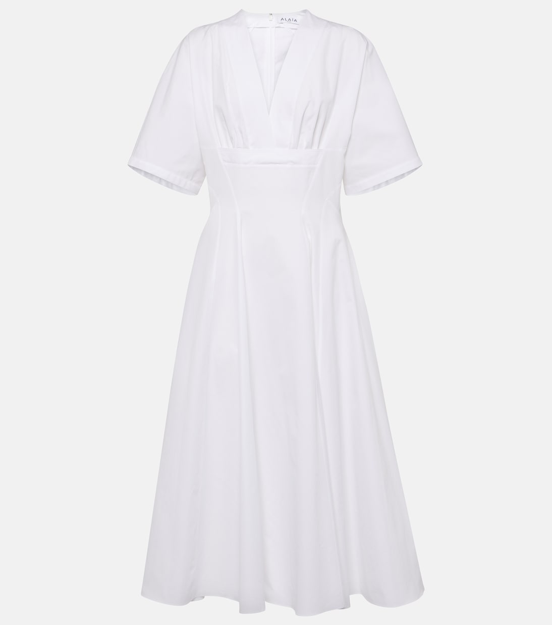 Платье миди из хлопкового поплина Alaïa, белый