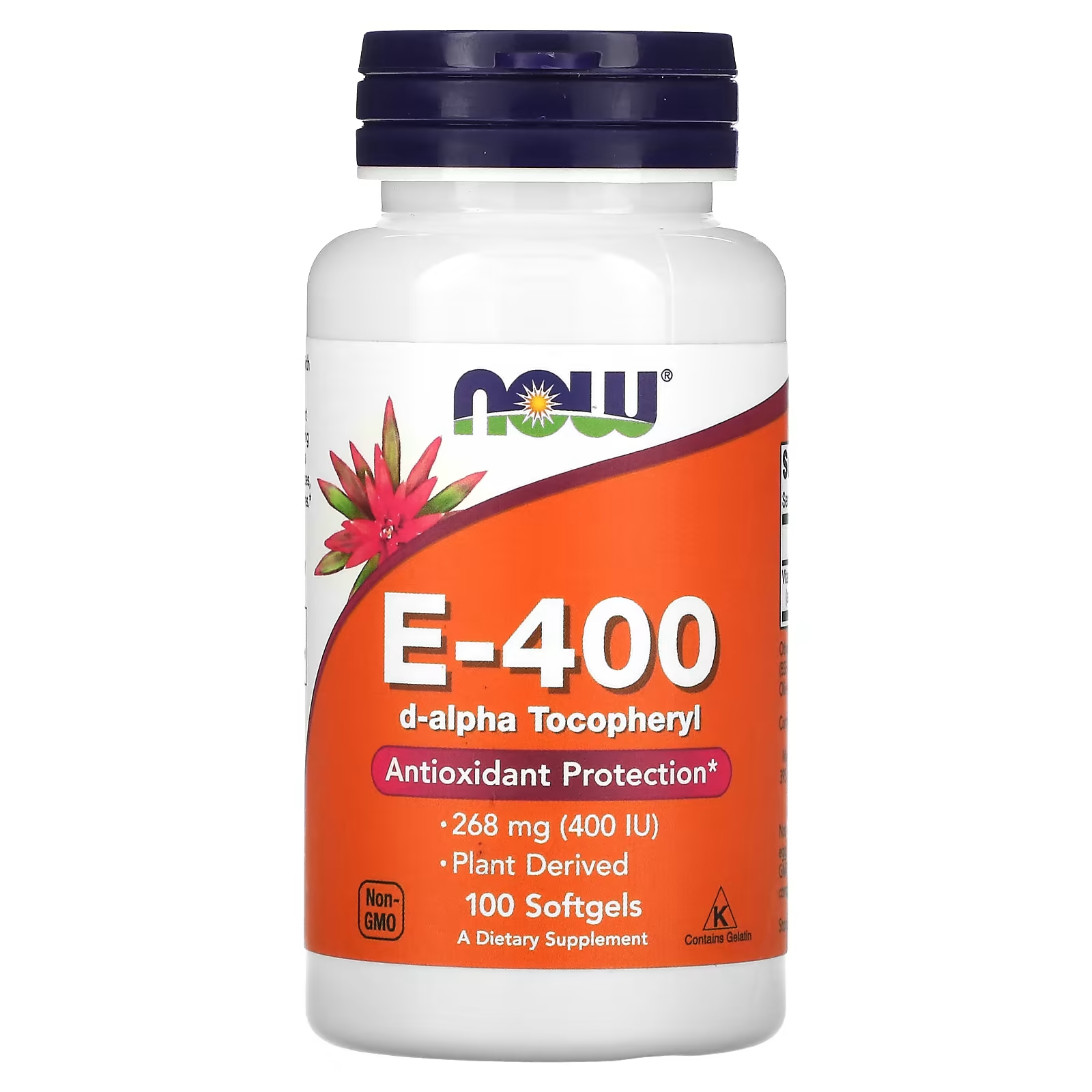 NOW Foods E-400 268 мг (400 МЕ) 100 мягких таблеток swanson e 400 смесь токоферолов 400 ме 268 мг 100 мягких таблеток