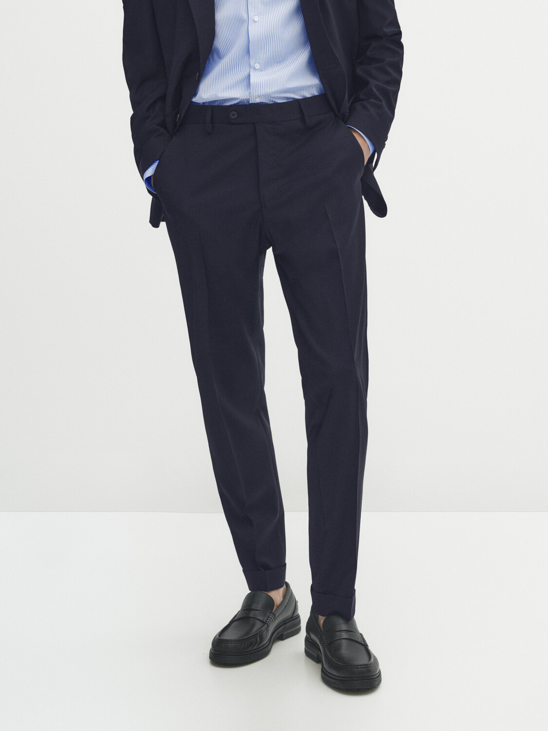

Односиние костюмные брюки из полушерсти Massimo Dutti, темно-синий
