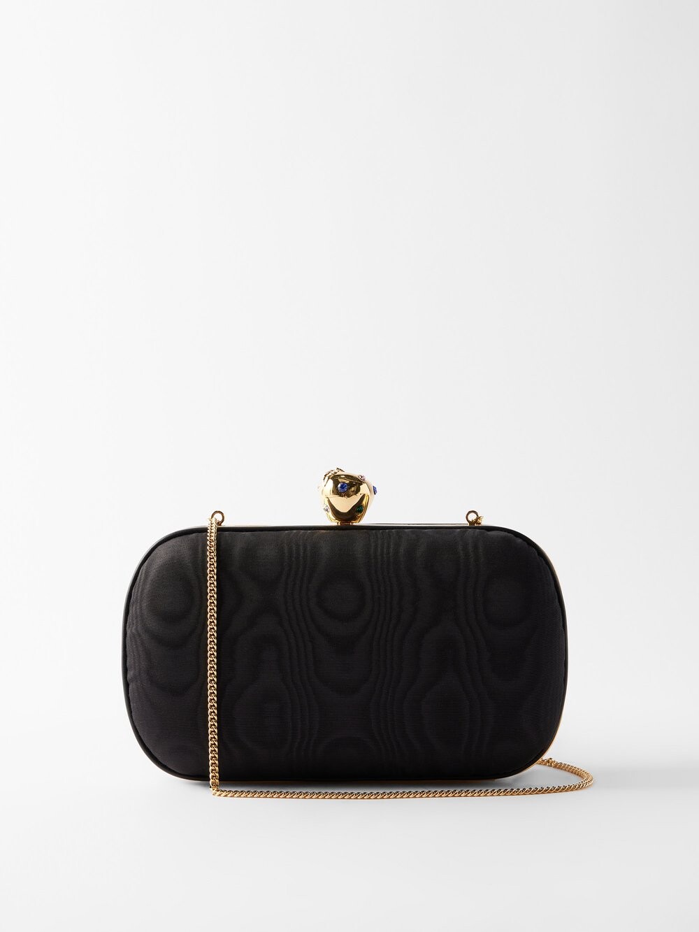 

Муаровый клатч с клубничной застежкой Gucci, черный