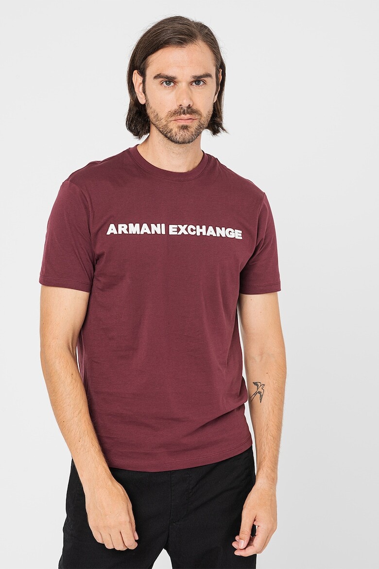

Футболка с овальным вырезом и логотипом Armani Exchange, коричневый