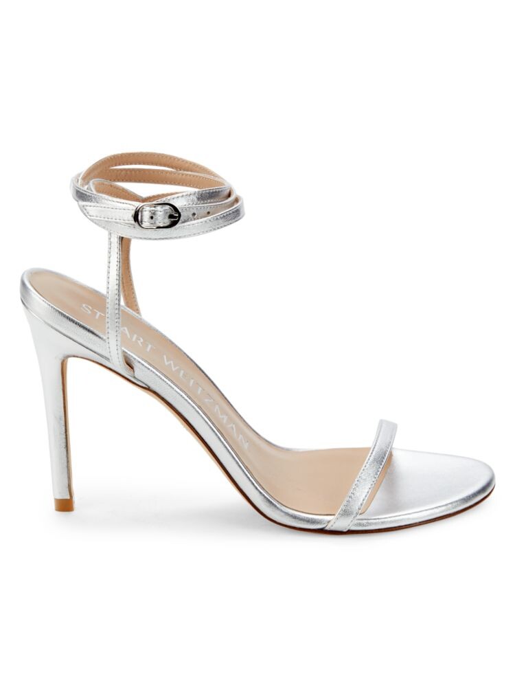 

Сандалии Brelynude из кожи с металлизированным ремешком на щиколотке Stuart Weitzman, серебро