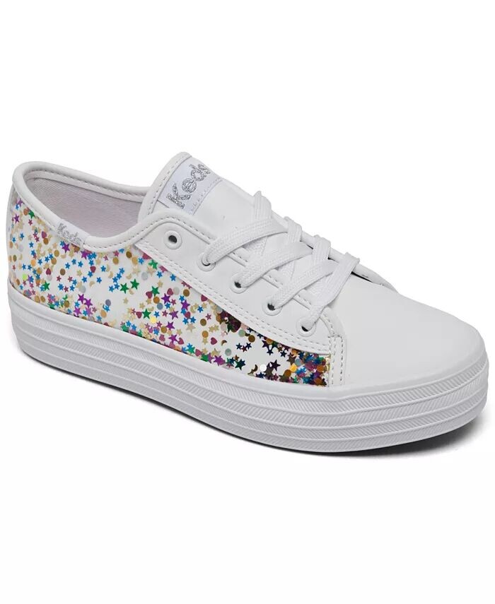 

Повседневные кроссовки на платформе Big Girl's Triple Up Under Glass от Finish Line Keds, белый