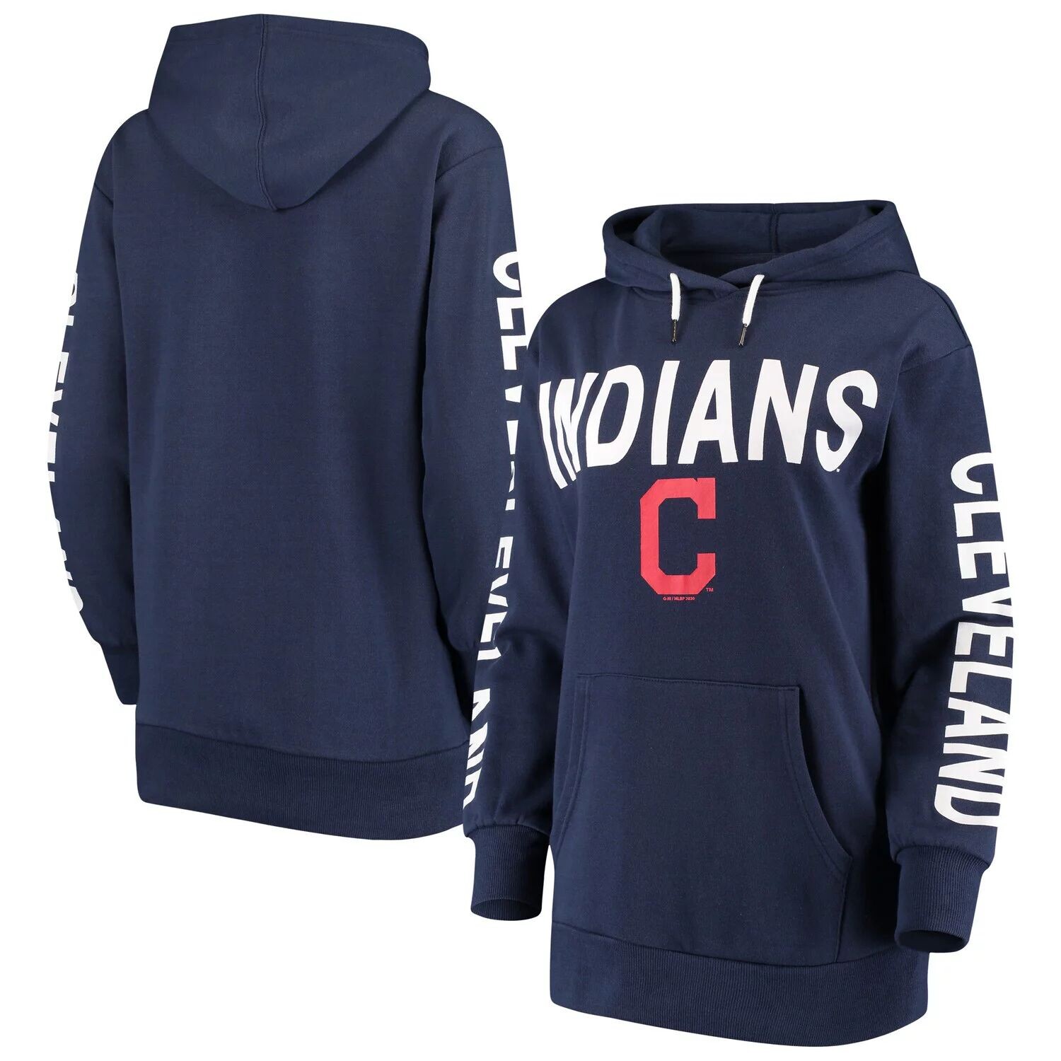 

Женский пуловер с капюшоном G-III 4Her от Carl Banks Navy Cleveland Indians Extra Inning с капюшоном и цветными блоками G-III