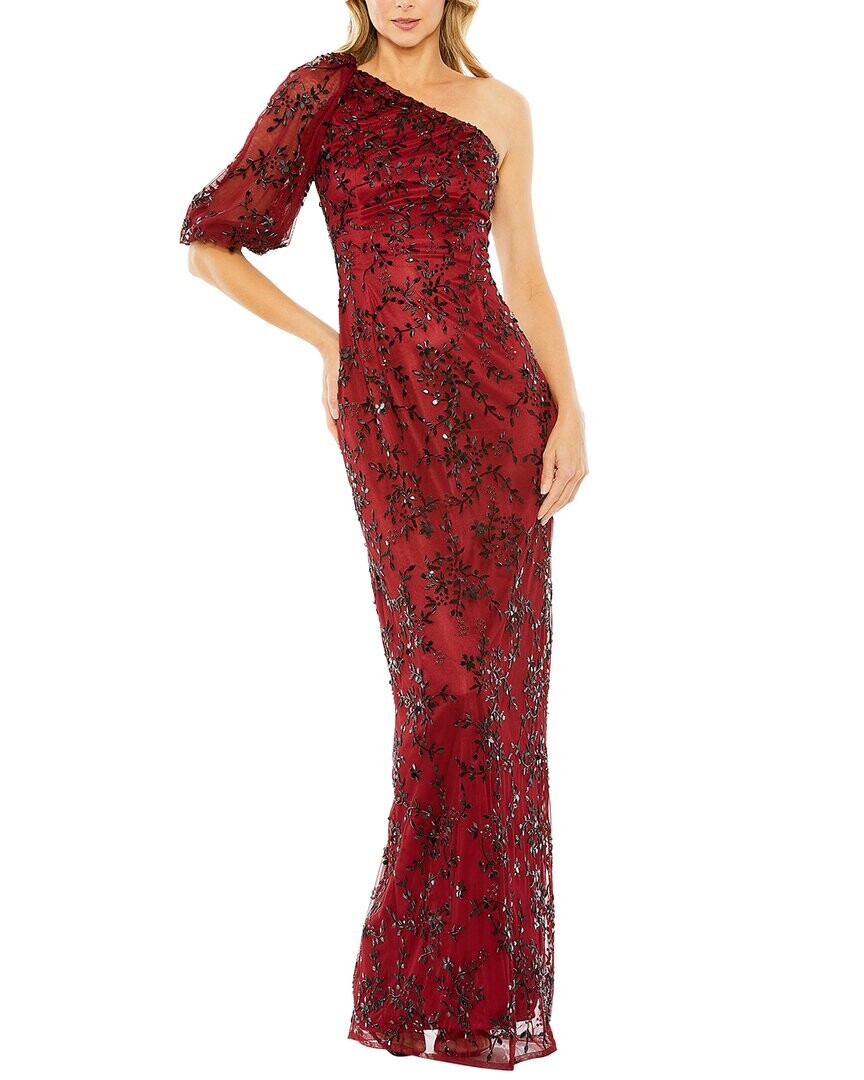 

Mac Duggal Платье на одно плечо с пышными рукавами, красный