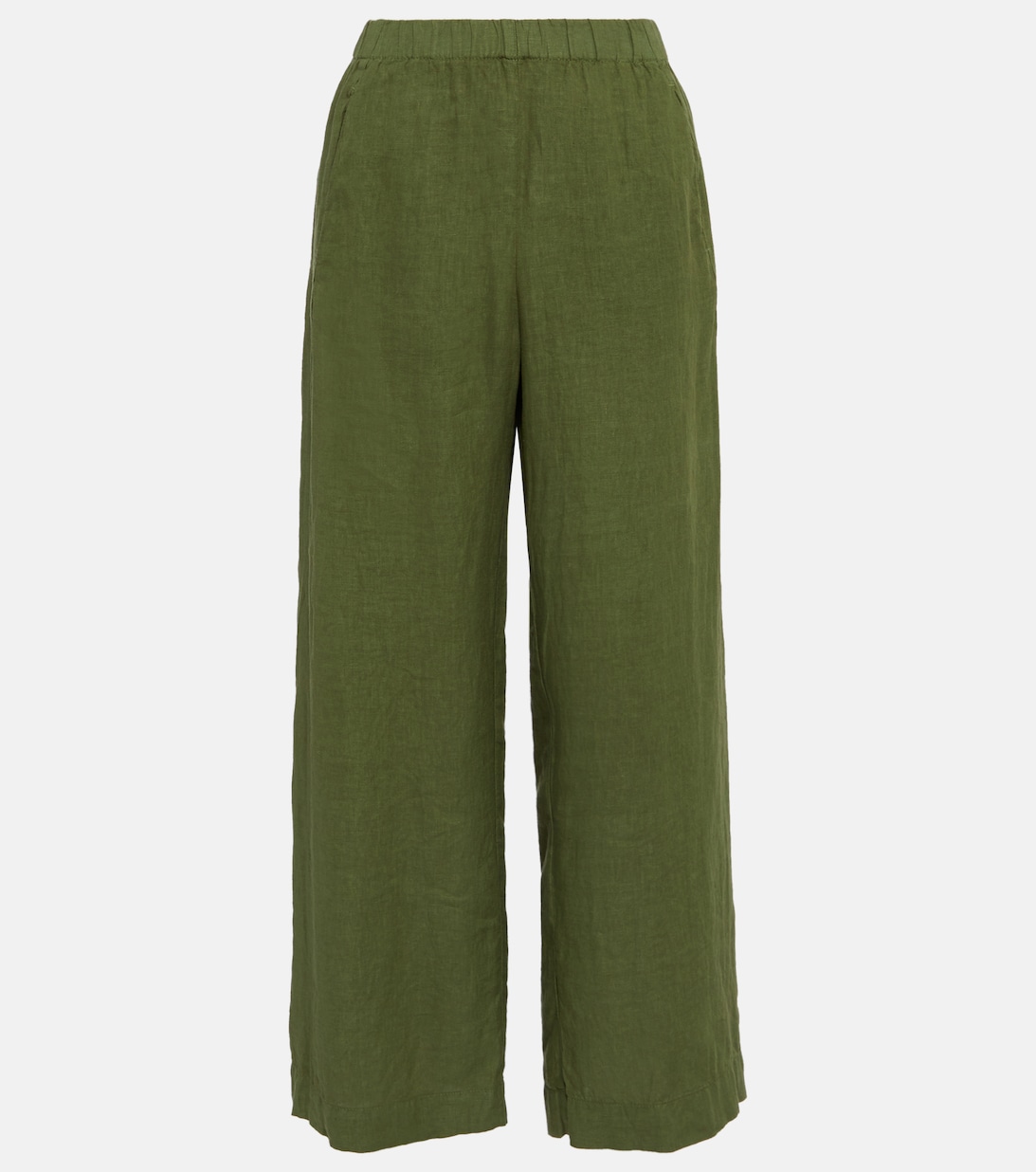Широкие льняные брюки Lola с высокой посадкой VELVET, зеленый