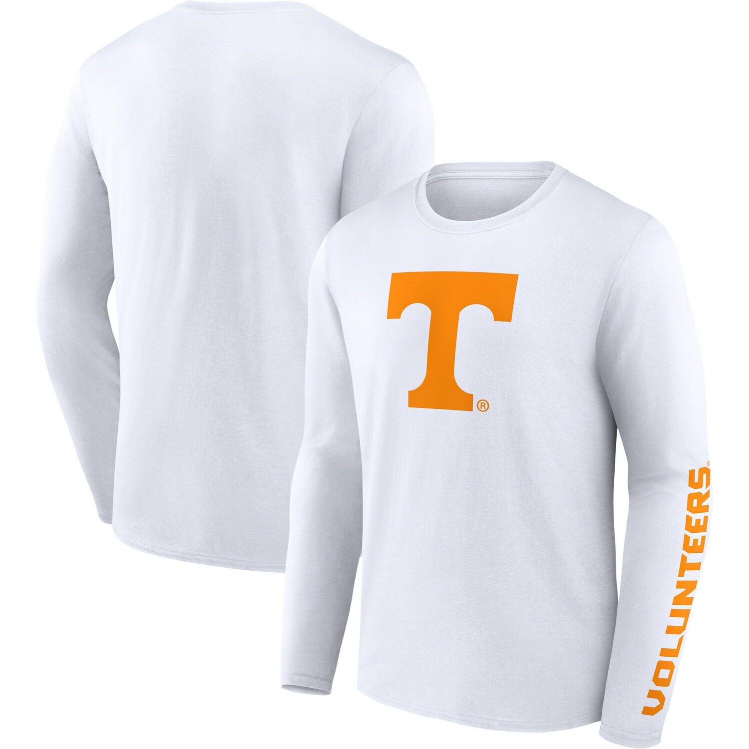 

Мужская белая футболка с длинным рукавом с логотипом Tennessee Volunteers Double Time 2-Hit Fanatics, Белый