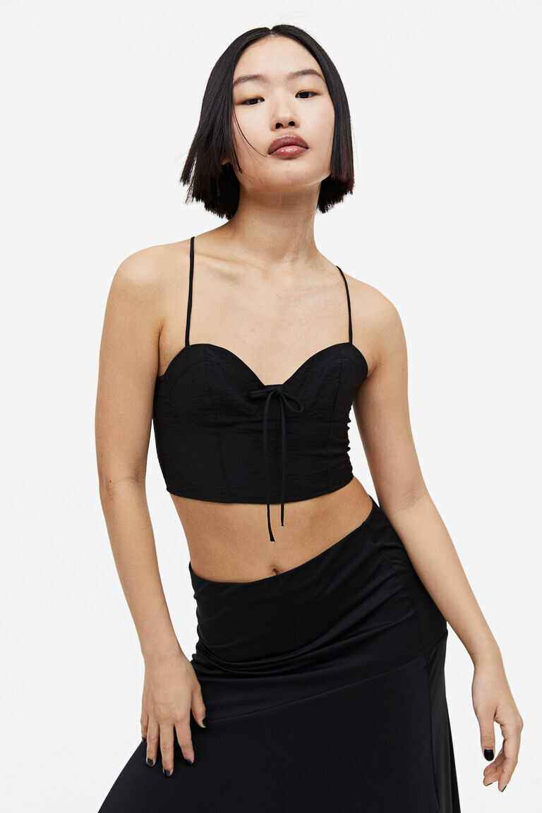 

Укороченный топ-бюстье H&M, черный
