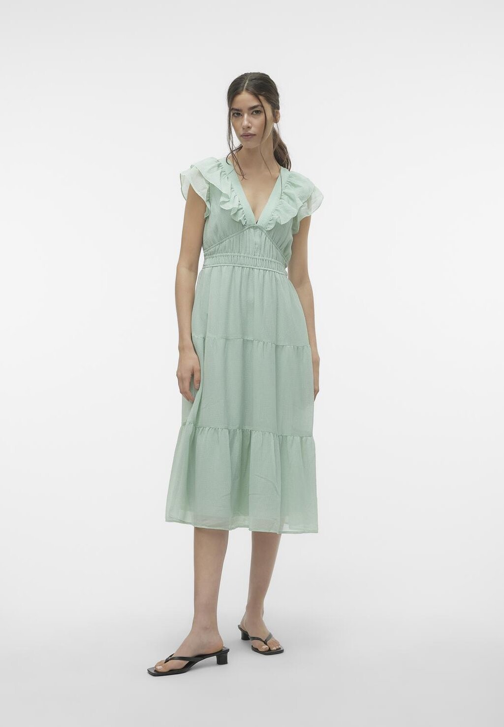 

Коктейльное/праздничное платье VMEMILIE CAPSLEEVE CALF DRESS Vero Moda, цвет silt green