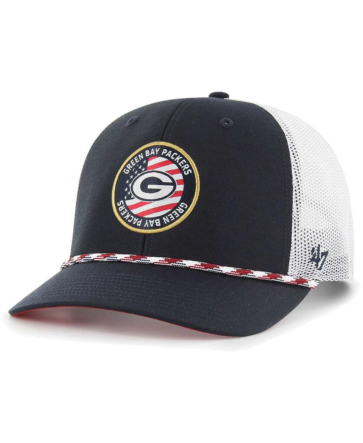 

Мужская темно-синяя, белая регулируемая шляпа Green Bay Packers Union Patch Trucker '47 Brand