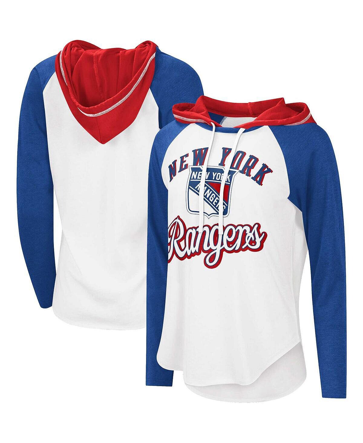 

Женская футболка с капюшоном G-III Sports от Carl Banks White, Royal New York Rangers MVP реглан Starter