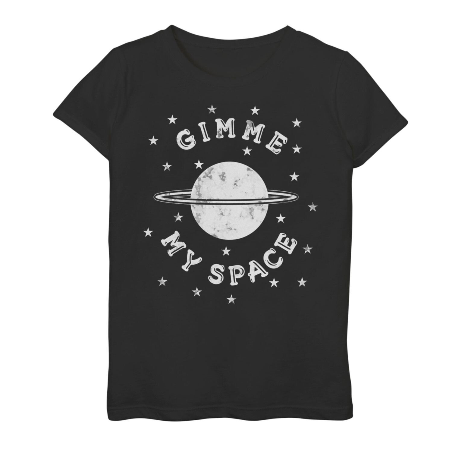 

Футболка с рисунком Gimme My Space Black Planet Saturn Attitude для девочек 7–16 лет Licensed Character
