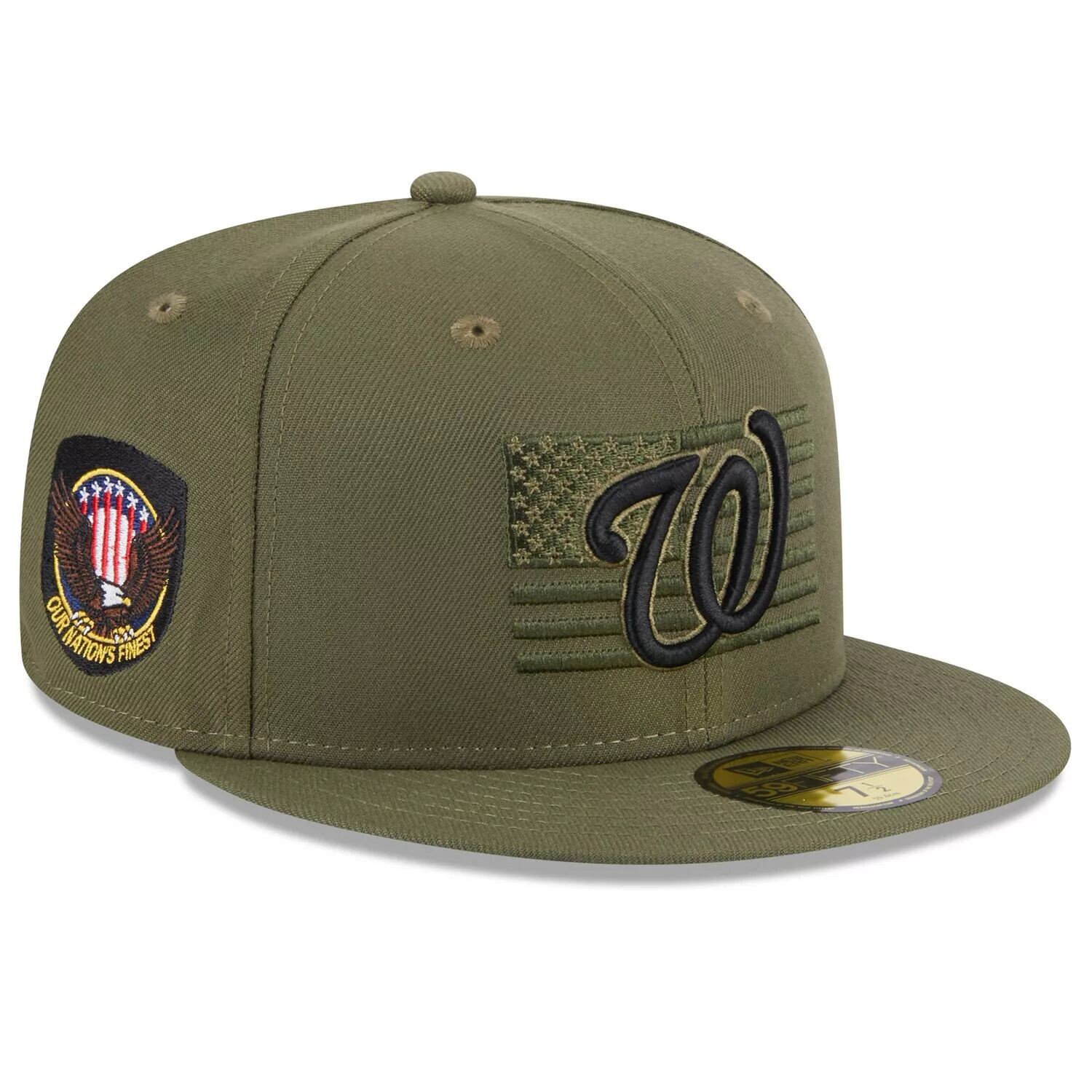 

Мужская облегающая кепка New Era Green Washington Nationals 2023, посвященная Дню вооруженных сил 59FIFTY
