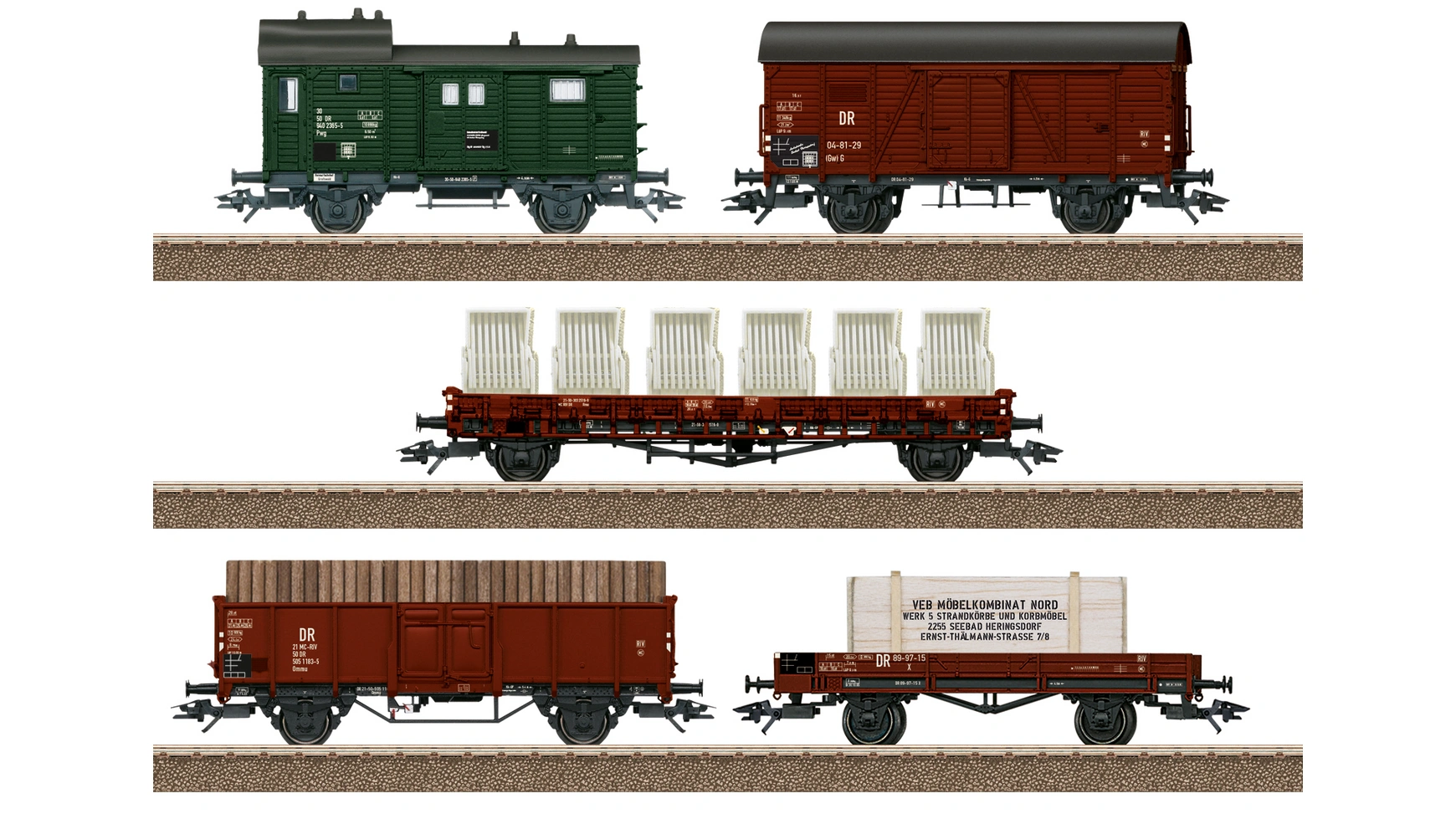 Trix Комплект грузовых вагонов Seaside Heringsdorf железные дороги trix набор грузовых вагонов