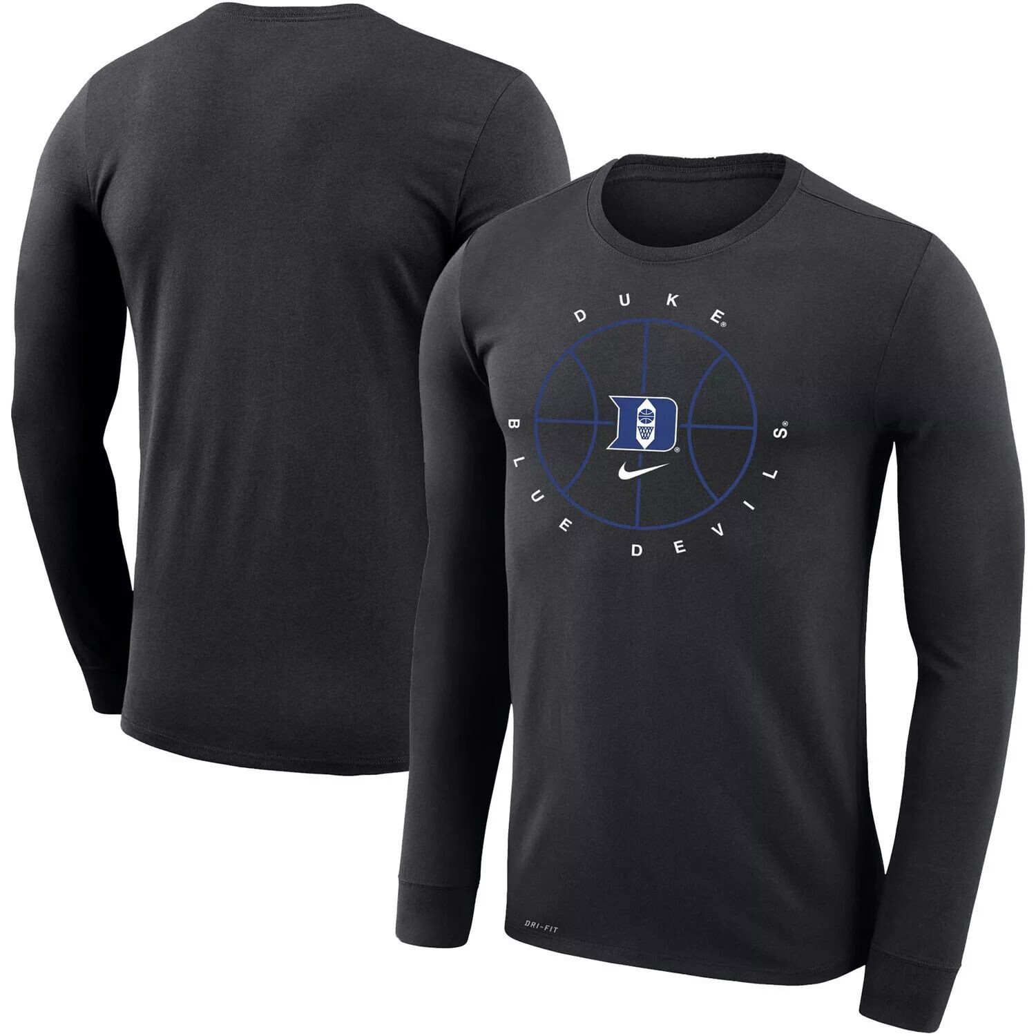 

Мужская черная футболка с длинным рукавом Duke Blue Devils Basketball Icon Legend Performance Nike, Черный