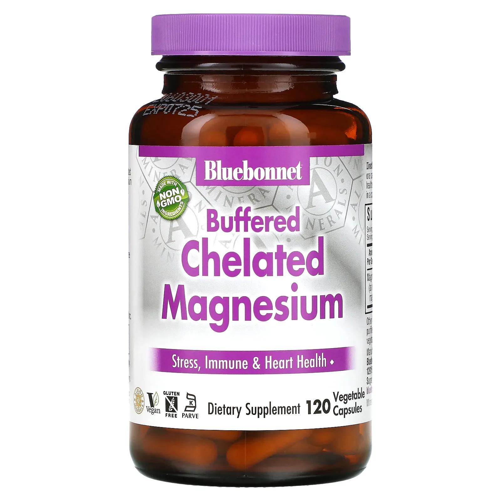 Bluebonnet Nutrition Буферизованный хелатный магний 120 вегетарианских капсул хелатный магний maxler 120 шт таблетки