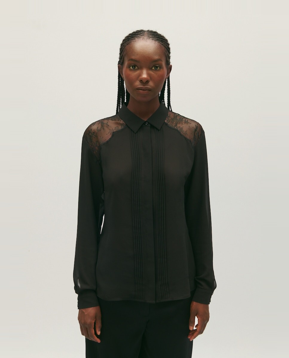 

Черная кружевная женская рубашка Claudie Pierlot, черный
