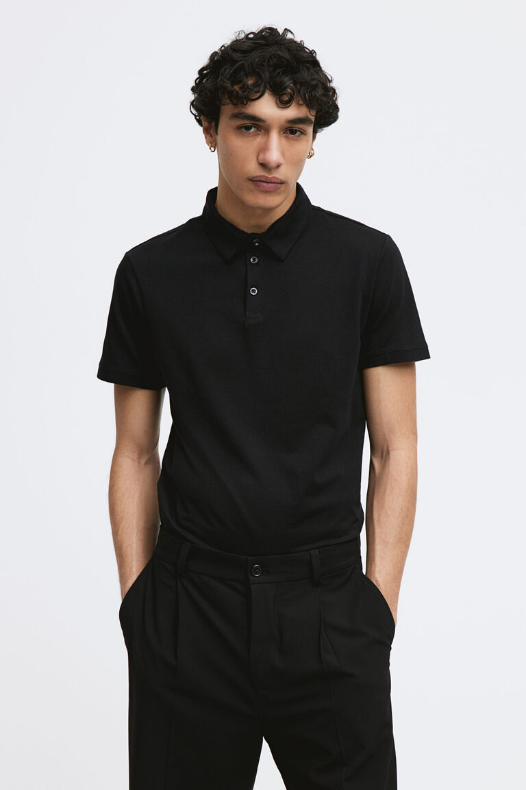 цена Рубашка-поло приталенного кроя H&M, черный