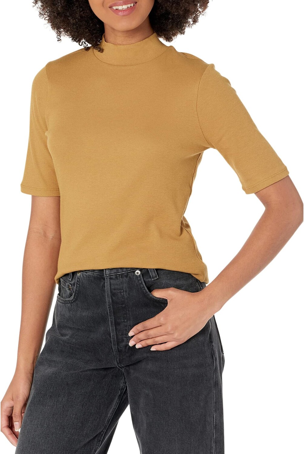 

Топ с воротником в рубчик и драпировкой Madewell, цвет Toffee