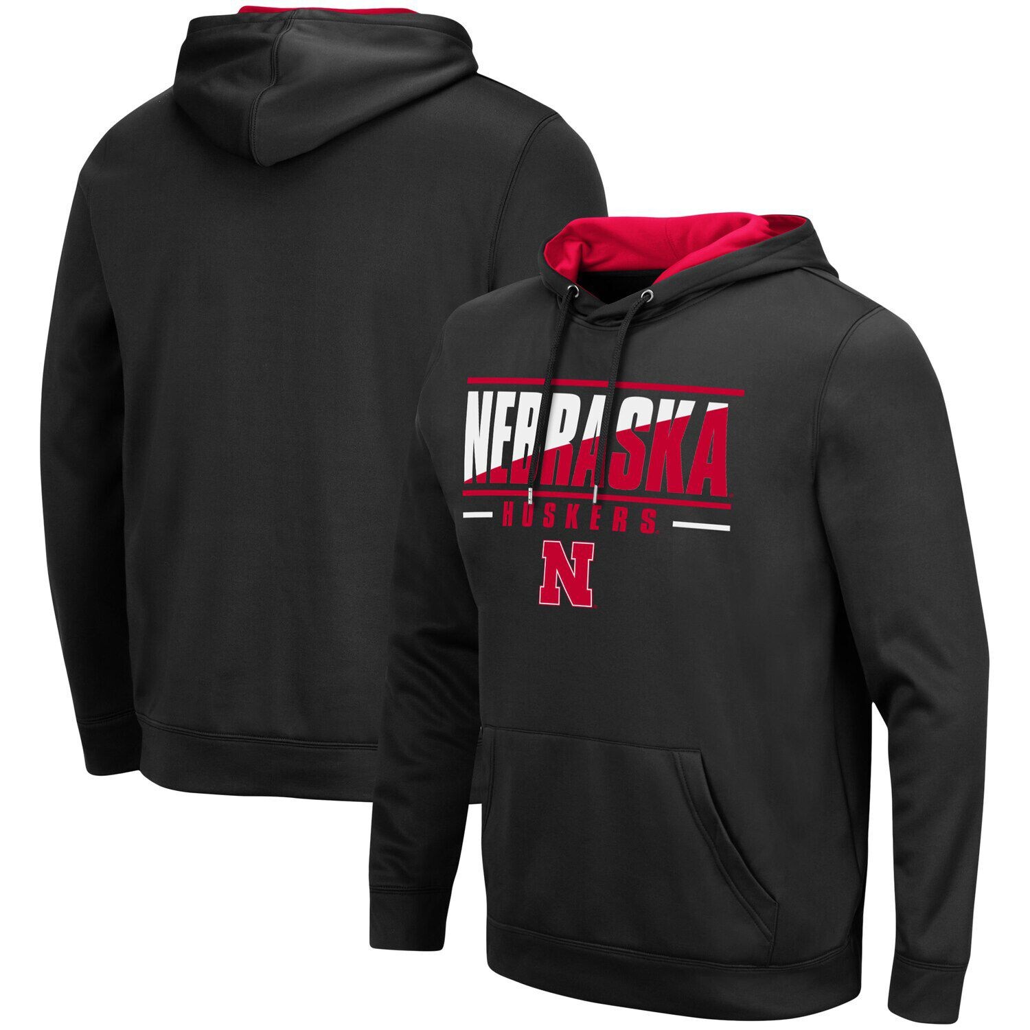 

Мужской черный пуловер с капюшоном Nebraska Huskers Slash Stack 2.0 Colosseum
