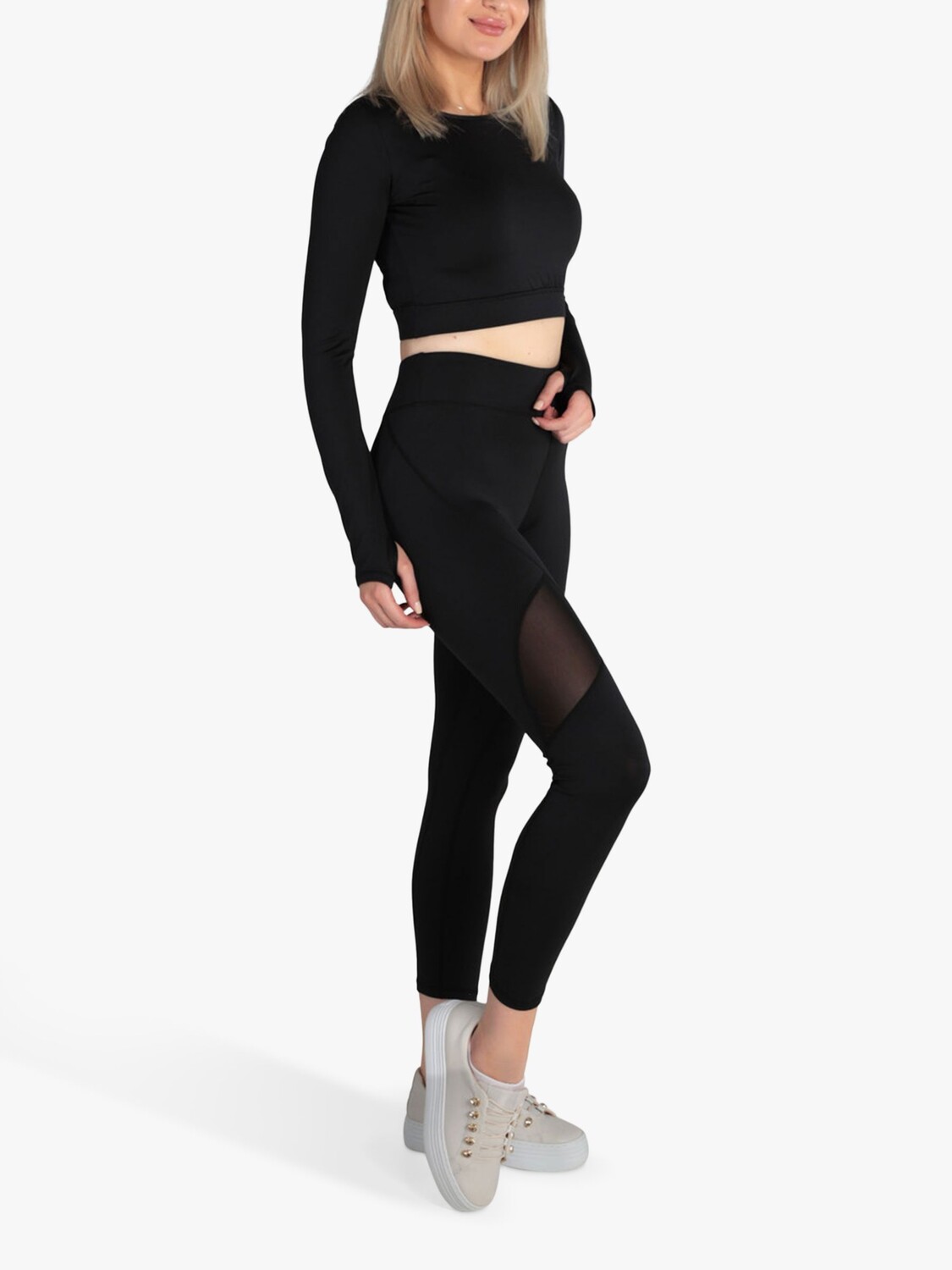 

Спортивный укороченный топ с длинными рукавами Closet London, черный