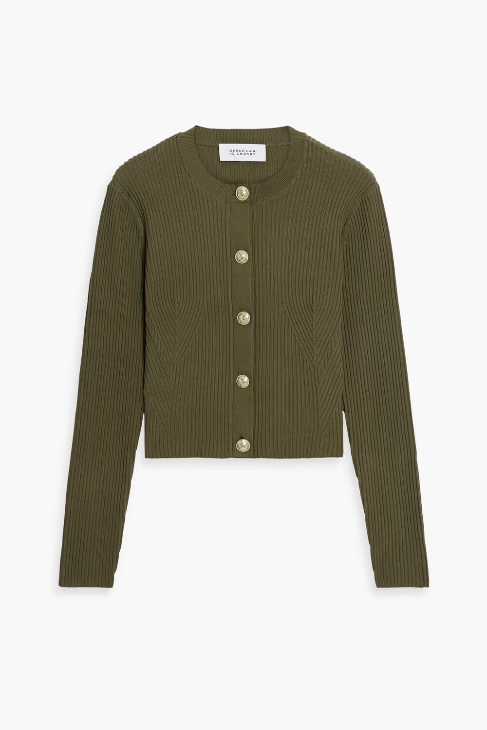 

Кардиган в рубчик из смесового хлопка Derek Lam 10 Crosby, армейский зеленый