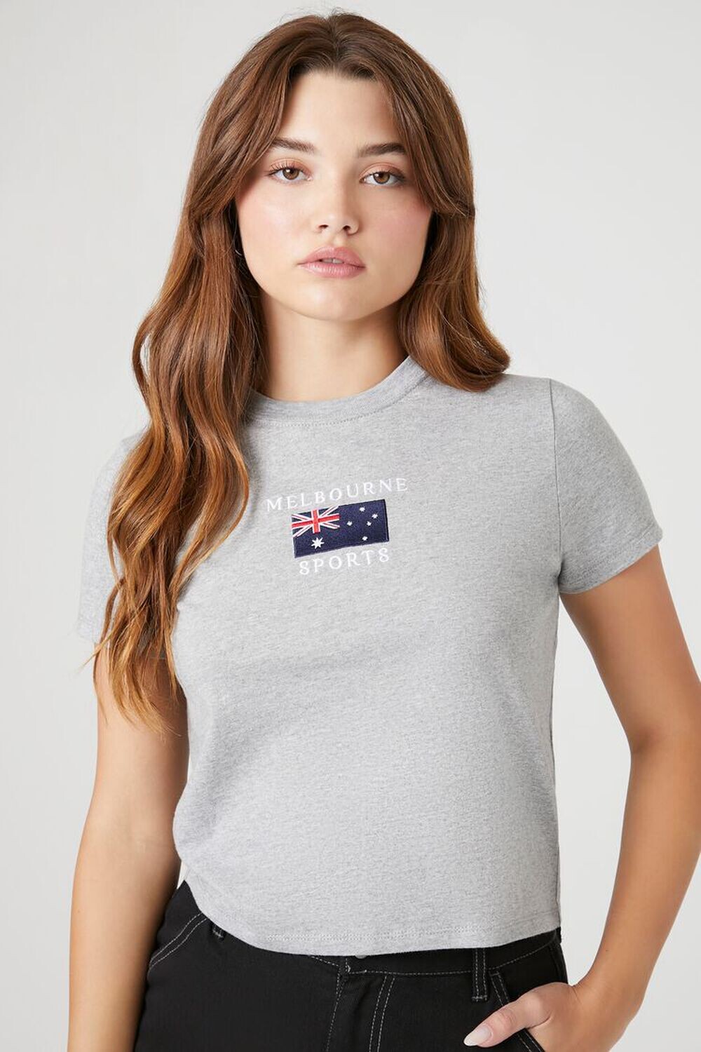 

Футболка Melbourne Sports с вышитым рисунком Forever 21, серый