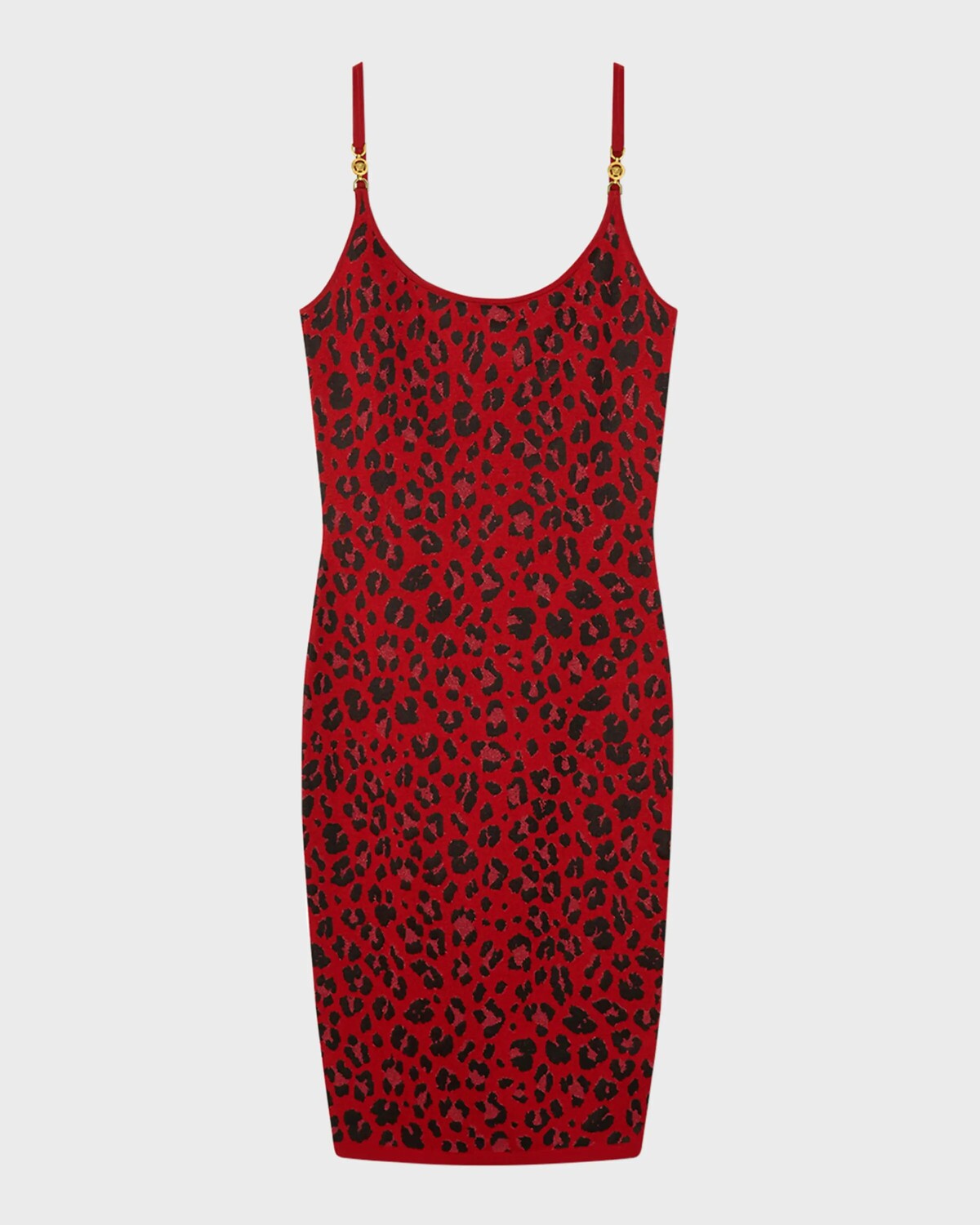 

Трикотажное платье миди без рукавов цвета металлик Animalier Versace, цвет Lipstick Red