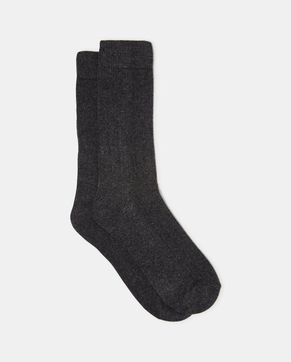 Однотонные короткие мужские носки в рубчик темно-серого цвета Emidio Tucci, угольно-серый