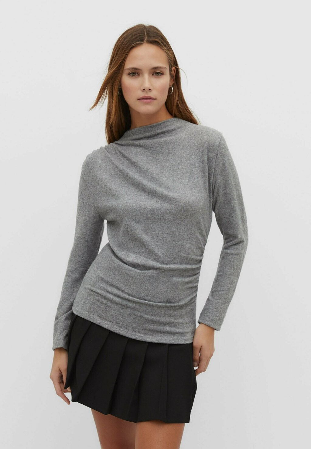 

Футболка с длинным рукавом Stradivarius, серая, Серый