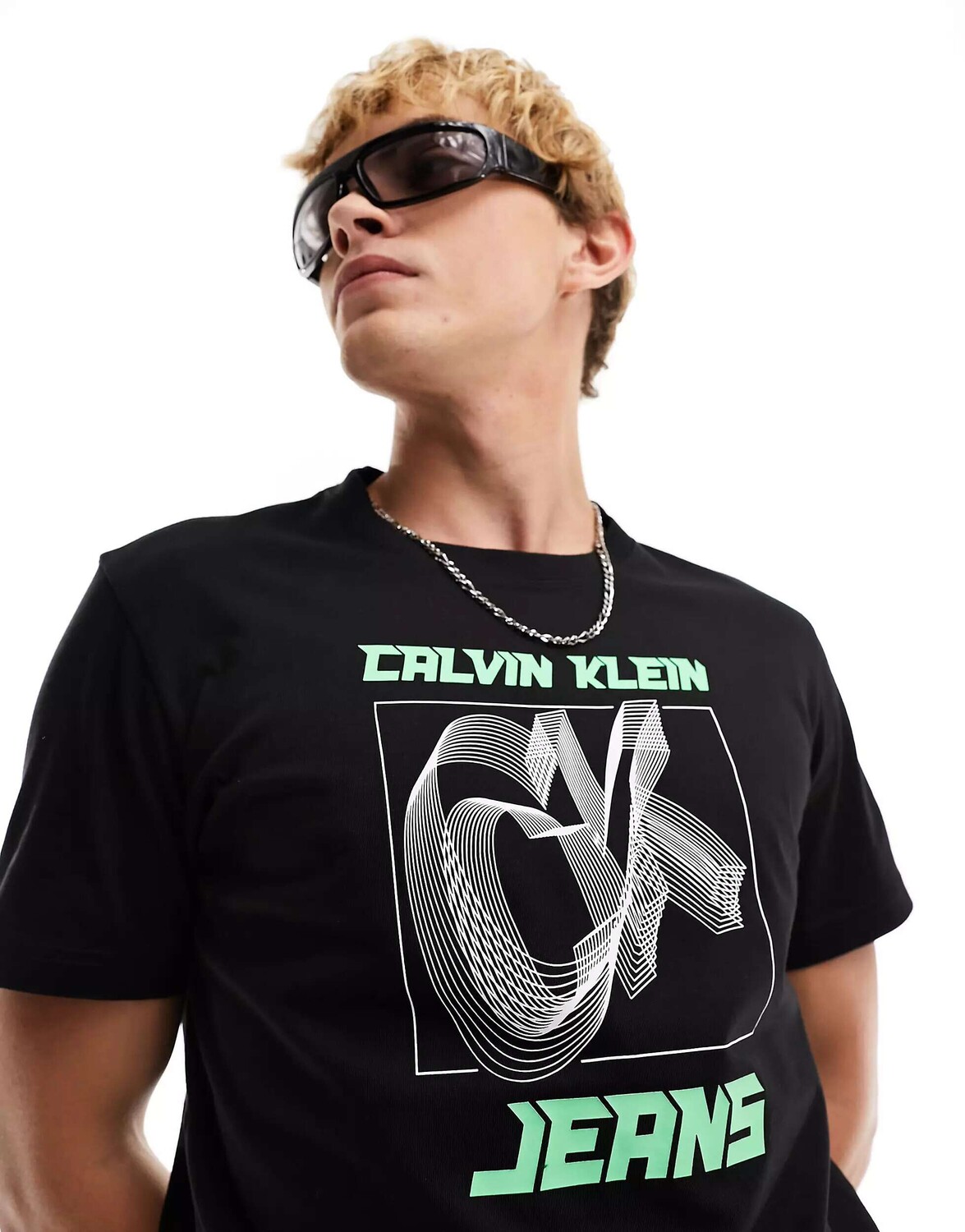 

Разноцветная футболка с логотипом Calvin Klein Jeans 3D CK Future Fade