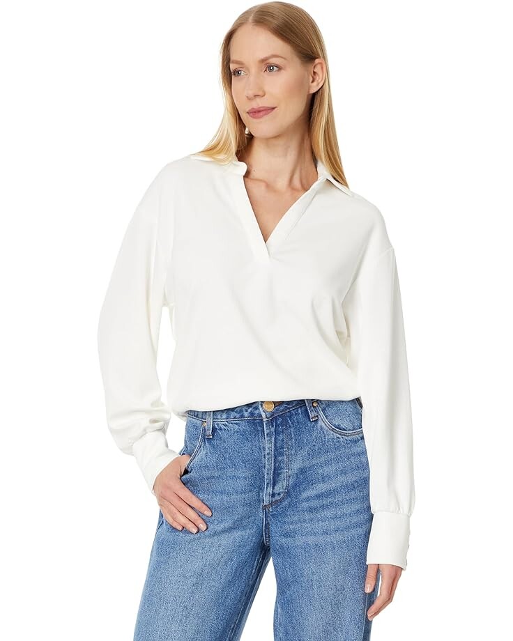 

Топ KUT from the Kloth Audrina - Long Sleeve Half Placket Knit, слоновая кость