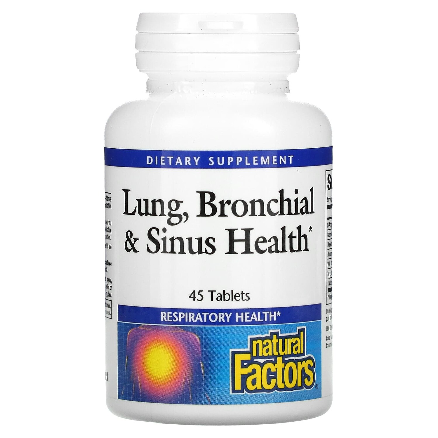 

Здоровье дыхательных путей (Lung, Bronchial & Sinus Health), 45 таблеток, Natural Factors