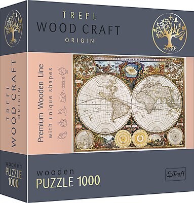 

Trefl, деревянный пазл, Wood Craft, Антикварная карта мира, 1000 шт.