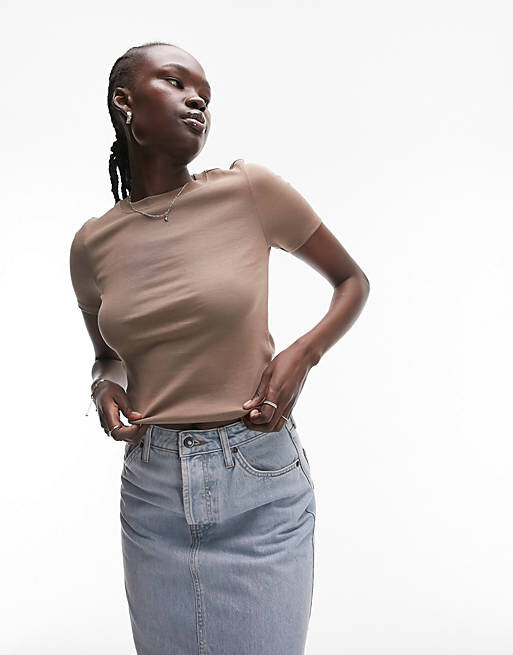 

Темно-серая повседневная футболка Topshop Tall, Серый