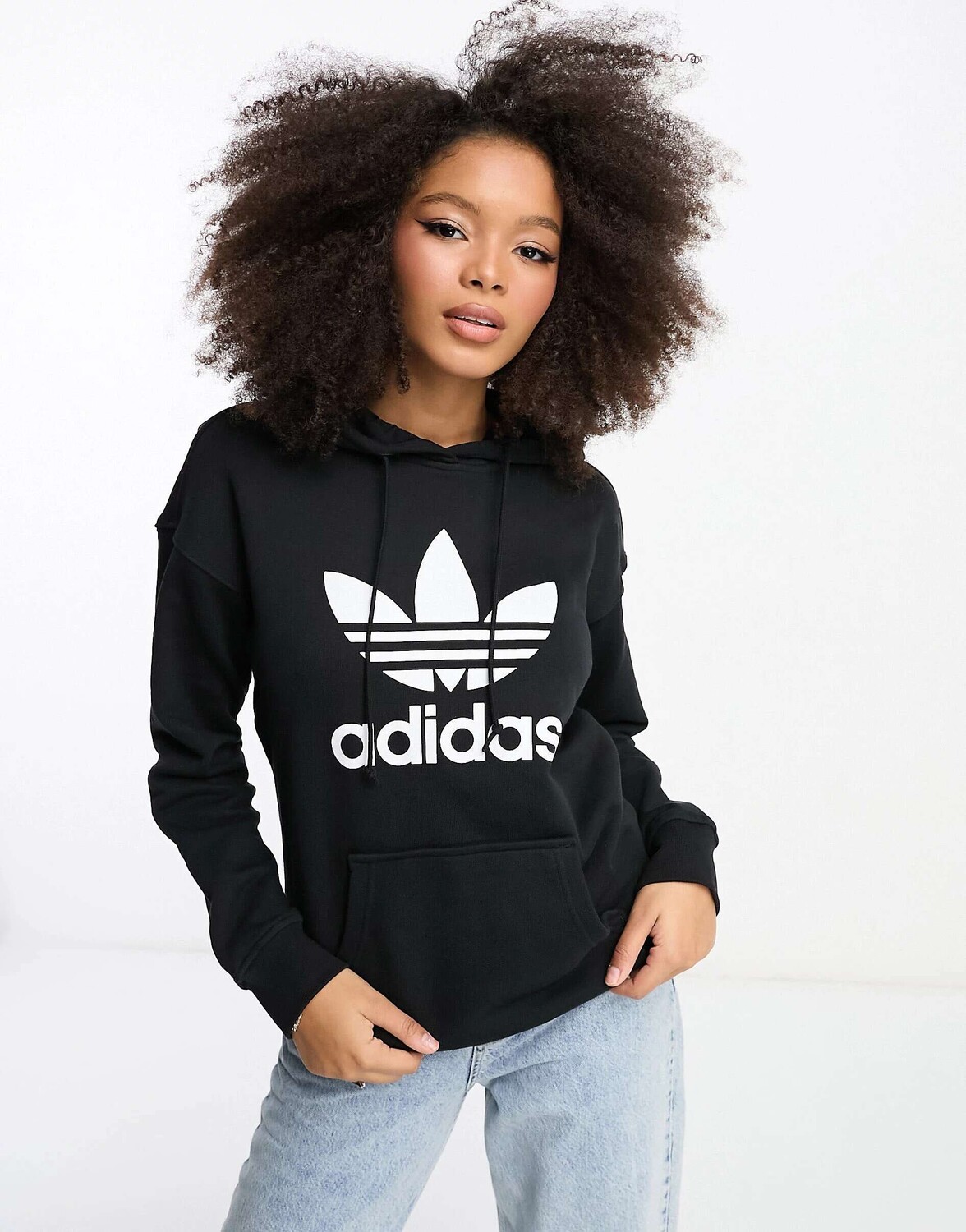 

Черная худи с большим логотипом adidas Originals adicolor, Черный