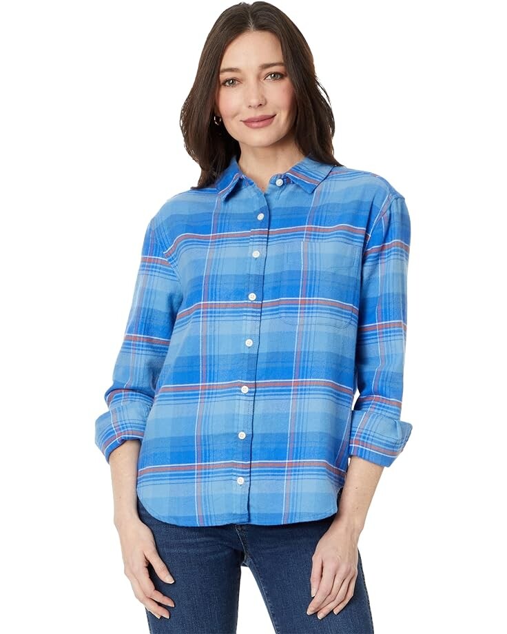 

Рубашка Pendleton Boyfriend Flannel Shirt, цвет Blue/Redwood Plaid