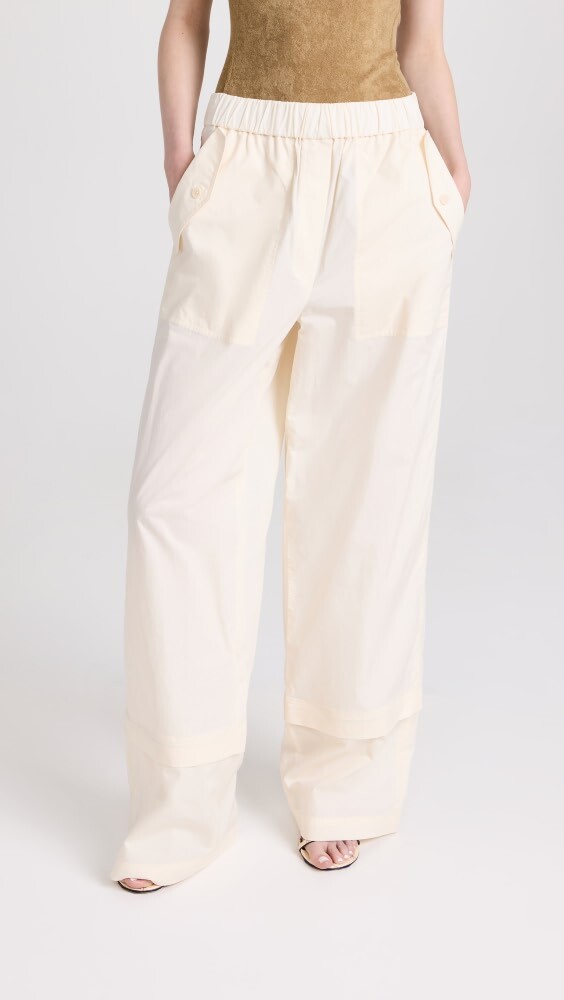 

Брюки Tibi Cotton Cargo Convertible, кремовый