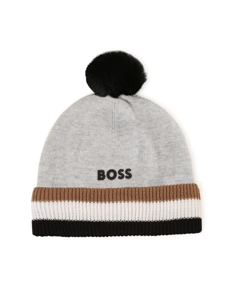 

Светло-серая хлопковая шапочка для мальчика BOSS Kidswear, светло-серый
