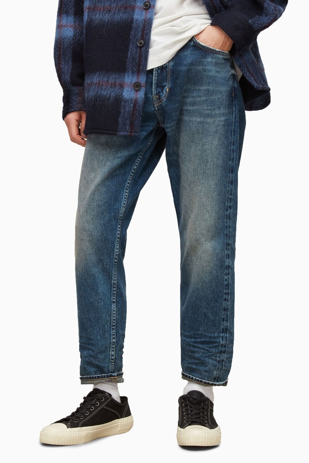 

Джинсы AllSaints Jack с зауженной кромкой и потертостями All Saints, синий