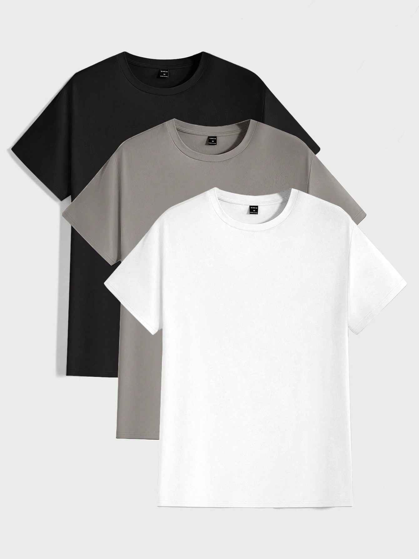 Мужская повседневная однотонная футболка с круглым вырезом и короткими рукавами Manfinity Basics, серый