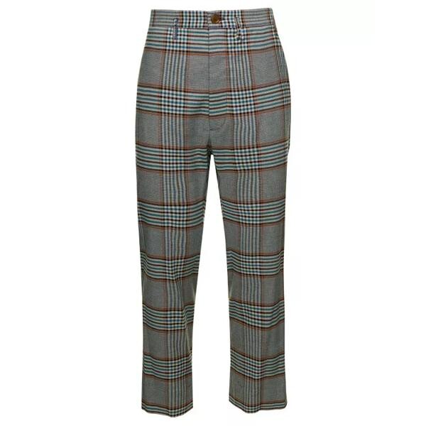 

Брюки grey high-waisted pants with check motif in viscos Vivienne Westwood, синий